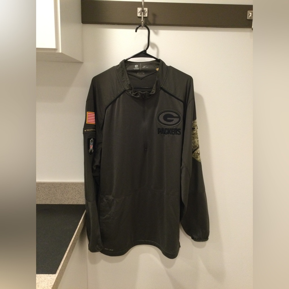 Nike Dri Fit Green Bay Packers SALUTE TO SERVICE Quarter Zip Jacket NFL size XXL